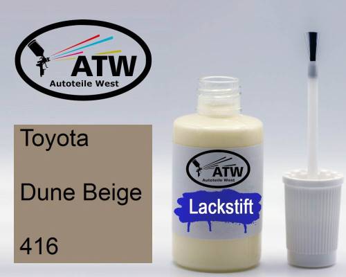 Toyota, Dune Beige, 416: 20ml Lackstift, von ATW Autoteile West.